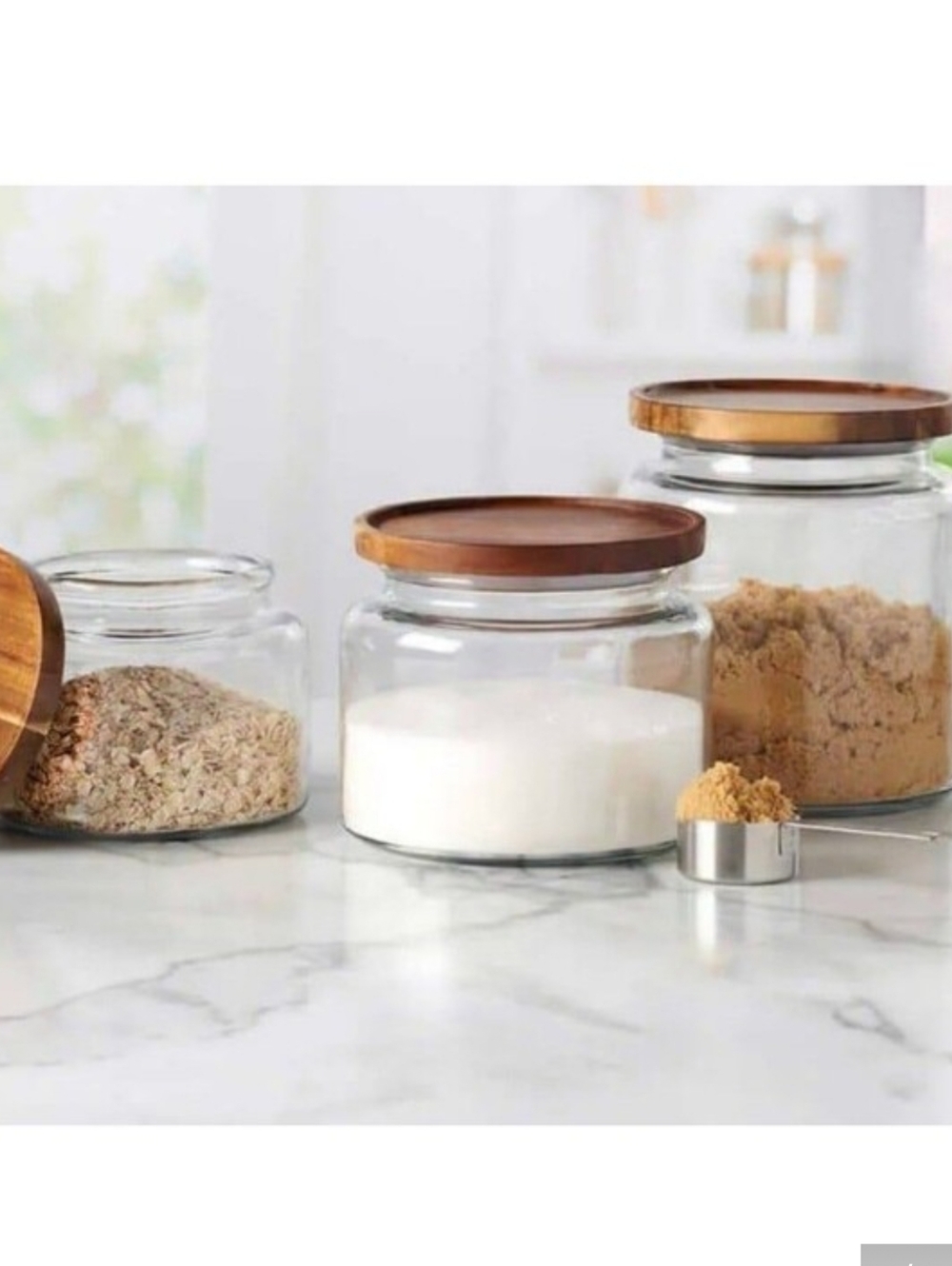 Anchor Hocking Glass Jars with Acacia Lids, Set of 3 - Picture 6 of 6